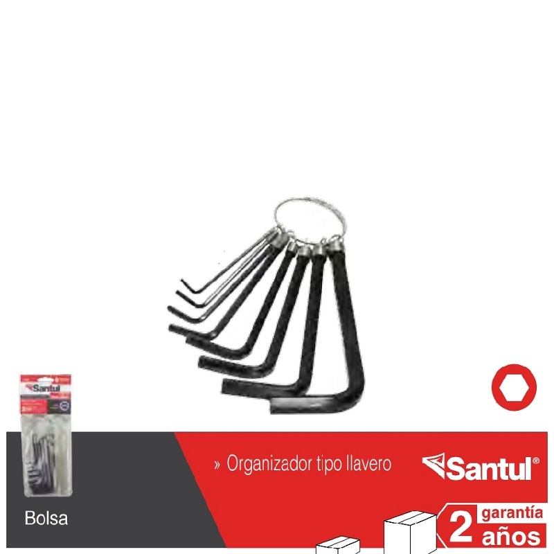 SANTUL JUEGO LLAVES HEXAGONAL T/LLAVERO  8 PIEZAS MILIMET 7488