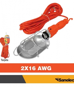 SANELEC LAMPARA DE TALLER C/CANASTILLA METALICA Y CONTACTO 8M 2281